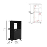 Clip Kitchen Cart, Single Door Cabinet, Four Casters -Black B20091839