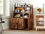 Wooden Hidden Cat Litter Box Enclosure with Storage Shelves Anti-Toppling Design Industrial Style 26529846