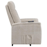 Beige Upholstered Power Lift Recliner with Storage Pocket B062P145449