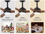 42" Solid Wood Blades Ceiling Fan with Lights Remote Control,Quiet DC Motor 3 Blade Ceiling Fans 6 W3596P460815