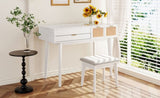 43.3" Classic Wood Makeup Vanity Set with Flip-top Mirror and Stool, Dressing Table with Three WF305498AAK