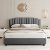 ZNTS LIFT UP QUEEN SIZE BED VELVET GREY 38452624