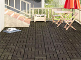 Acacia Wood Interlocking Deck Tiles Checker Pattern, 10PCS 12" x 12" Square Dark Brown Acacia 21276083