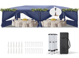 10'x20' Instant Pop Up Canopy Tent Blue, 6 Side Panels 2 Doors 4 Mesh Windows, 28/22mm Powder Coated 90065651