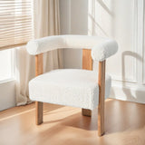 Mid-Century Modern Barrel Accent Chair, Upholstered Kitchen & Dining Room Chairs with Arms, Teddy N765P183819W