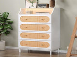 () 4-Drawer Dresser with Rattan-Finish Fronts and RGB Lighting Particleboard 81878856