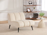 24.4" Wide Modern Upholstered Armless Chair with Black Metal Legs, Velvet Accent Chair for Living W3098P308777