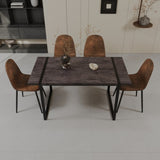 59" MDF black wooden table and modern chair set of 4 pieces, medieval wooden kitchen 69447352