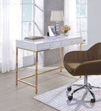 Ottey White High Gloss & Gold Finish Vanity Desk B2726P315732