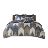 3 Piece Printed Cotton Quilt Set Navy King/Cal King B03596530