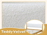 Queen Size, Solid Rubber Wooden Bed with Boucle Upholstered Headboard, Enhanced by Support W504P368764