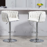 360&deg Fabric cover Swivel Bar Stools Set of 2, Adjustable Counter Height Bar Chairs with Woven Back & W2215P184992