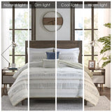 Full/Queen 5 Piece Printed Seersucker Comforter Set with Throw Pillows B035128859