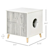 ZNTS 23.5" Wooden Cat Litter Box White End Table 16998674