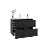 Bathroom Cabinet Opalo, with Two Shelves and Open Storage, Black B070P316867