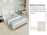 Modern Upholstered Bed Frame Premium Holland Velvet Fabric with Ergonomic Padding and Tufted W1935P362355