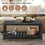 47 Inch Modern Coffee Table with Storage Shelf, Farmhouse Rectangle Living Room Center Table for W1445P162745