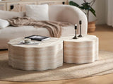 Set of 2 Round Coffee Tables for Living Room, Faux Mars Pattern Modern Minimalist Side Tables Accent W3040P382320