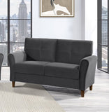 ZNTS Gray Velvet Upholstery 1pc Comfort Loveseat Plush Seatbacks Tufted Detail Solid Wood Frame Modern B011P204913