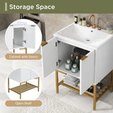 ZNTS 24" Bathroom Vanity with Sink, Bathroom Vanity Cabinet with Two Doors and Gold Metal Frame, Open WF306257AAK