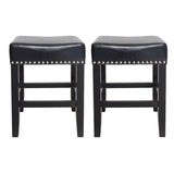 26" Backless Leather Counter Stools, 2-Pcs Set, Black 74493.00