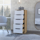 Kaia 5 Drawer Dresser, Vertical Dresser -White / Pine B20092064