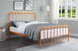 Metal Bed Orange Finish Queen Platform Bed 1pc, Bed in a Box B011P265602