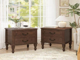 Farmhouse Nightstand with 2 Drawer, Traditional Wood Bedside Table, Wood Storage End Table with 4 W5819P523846