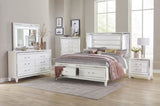 Glamorous White Silver Finish 1pc Nightstand of 2x Drawers Acrylic Bar Pulls Stylish Bedroom B01159024