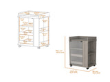 Willow Park Glass Door Bar Cart with Bottle Holder and Casters Light Gray B062111725