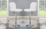 Adjustable stool Chair White Faux Leather Clean Lines Seat Chrome Base Modern Set of 2 Chairs / B011P151352
