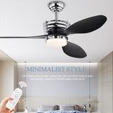 ZNTS 52'' ABS Ceiling Fan with Lights and DC Remote, DC Motor Modern Ceiling Fan with 3 ABS Fan W1592P162701