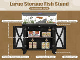 20 Gallon Fish Tank Stand with Power Outlets, Farmhouse Decorative Aquarium Stand N704P350196B