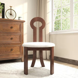 Vintage Rubber Solid Wood Dining Chair, Sheep Plush Dining Chair, Armless Dining Chair, Suitable For W1535P281510