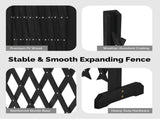 Set of 2 Retractable Cedar Wood Fences Flat-Bottom Style Black 64850953