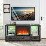 ZNTS 23 inch electric fireplace insert, ultra thin heater crystal & realistic flame, remote control W1769110507