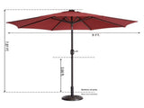 9FT Outdoor Patio Umbrella with Solar Lights and Tilt, Red 51262344