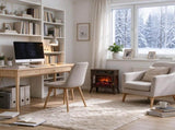 Smart WiFi Electric Fireplace Stove, 3-Sided Glass Design Electric Fire Heater, Brown 42481937