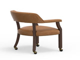 Gorman Dining and Game Chair in Walnut with Saddle Faux Leather B050P412223