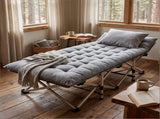 Patio Chaise Lounge Bed, Ergonomic Single Reclining Cot, Portable Heavy Duty Outdoor/Indoor 03293369