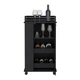 Baltimore Bar Cart with Casters, Glass Door and 2-Side Shelf B200P188862