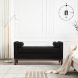 53.5"W Elegant Upholstered Bench, Ottoman with Wood Legs & Bolster Pillows for End of Bed, Bedroom, W1852137244