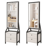 ZNTS 360&deg; Swivel Jewelry Armoire & Makeup Mirror Cabinet With 2 Bottom Drawer, Rotates Freely, Spacious W760P152287