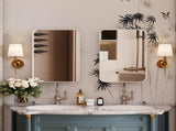 16x24 Inch Recessed White Metal Framed Medicine Cabinet with Mirror and Adjustable Shelves Black 24161549