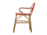Outdoor Wicker and Aluminum 29.5" French Barstools, Set of 2, Red, Bamboo Print Finish 72605.00RD