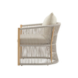 Modern Beige Curved Aluminum Lounge Chair with Stylish Rope-Weave Design and Cushioned Comfort, N767P237033B