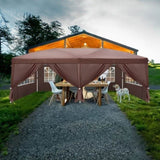 ZNTS 3 x 6m Two Windows Practical Waterproof Folding Tent Dark Coffee Folding Tent 67766391