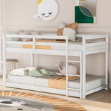 ZNTS Twin over Twin Floor Bunk Bed with Ladder , White 84319006