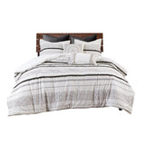 Cotton Printed Comforter Set with Trims Black/White Full/Queen B03596416