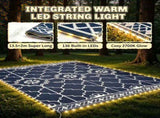10' x 8' Reversible Outdoor Rug Carpet LED Light PP Straw Rug with Carry Bag & Ground Stakes for 80537728